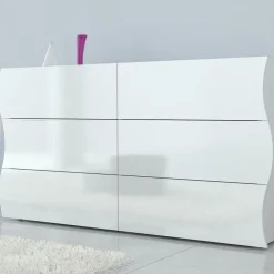 Garnero Arredamenti Comò Cameretta|Comò-Comò 155x82h cm 6 cassetti moderno bianco lucido Sea Gihome®