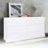 Garnero Arredamenti Comò Cameretta|Comò-Comò 150x82h cm 6 cassetti moderno bianco lucido Neve
