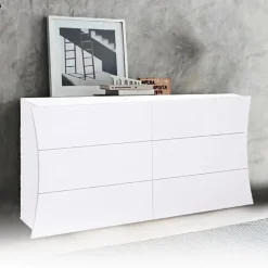 Garnero Arredamenti Comò Cameretta|Comò-Comò 150x82h cm 6 cassetti moderno bianco lucido Neve