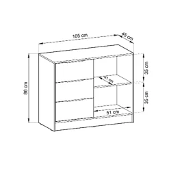 Garnero Arredamenti Comò Cameretta|Comò-Comò 105x86h cm con cassetti moderno quercia Miller Antracite