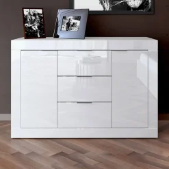 Garnero Arredamenti Comò Cameretta|Comò-Comò 120x80h cm moderno bianco lucido Alina