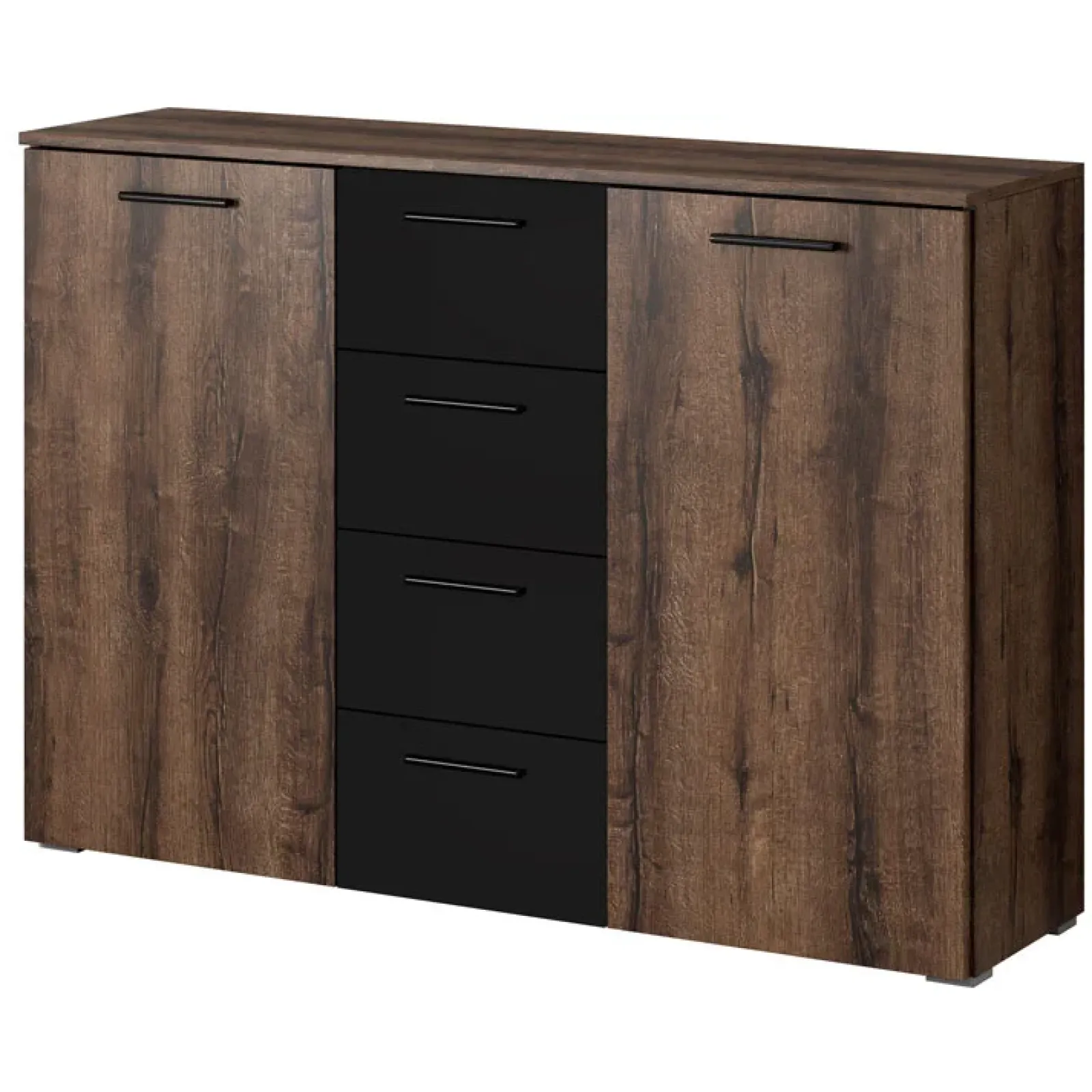 Garnero Arredamenti Comò|Comò-Comò 132x93h cm moderno rovere scuro nero Lisbona Gihome®