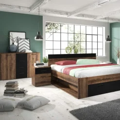 Garnero Arredamenti Comò|Comò-Comò 132x93h cm moderno rovere scuro nero Lisbona Gihome®