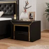 Garnero Arredamenti Comodini|Comò-Comodino moderno 1 cassetto 60x44cm nero oro Benz