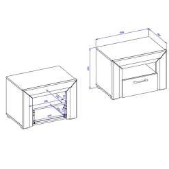 Garnero Arredamenti Comodini|Comò-Comodino moderno 1 cassetto 60x44cm nero oro Benz