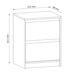 Garnero Arredamenti Comodini Cameretta|Comò-Comodino moderno 47x40h cm 2 cassetti rovere Funny