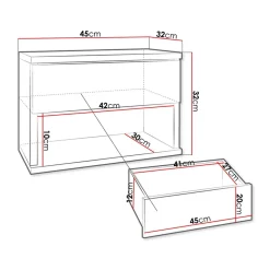 Garnero Arredamenti Comodini Cameretta|Comò-Comodino sospeso 45x32h cm con cassetto bianco Frog