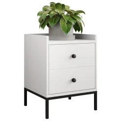 Garnero Arredamenti Comodini Cameretta|Comò-Comodino 40x47h cm 2 cassetti design moderno bianco Pollon