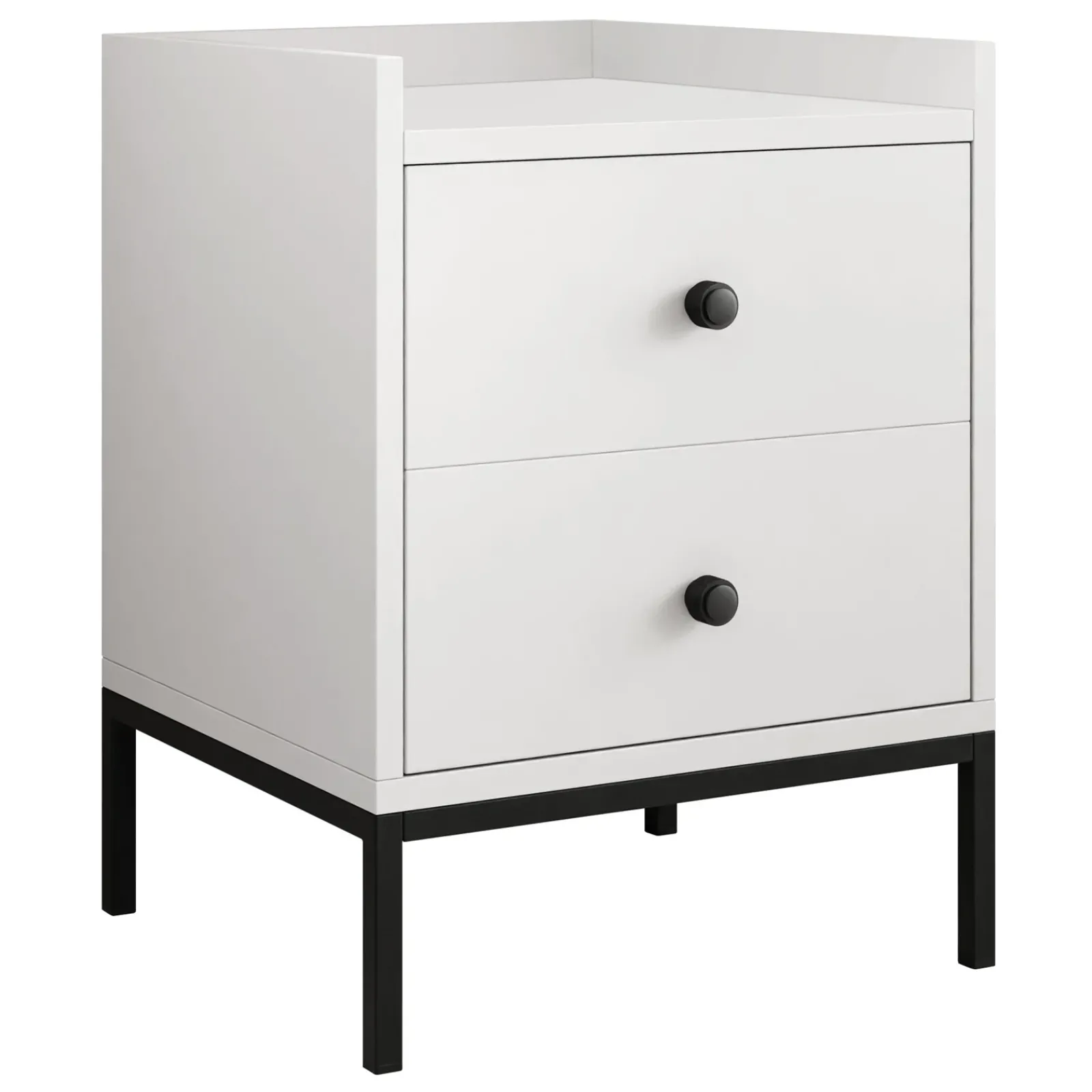 Garnero Arredamenti Comodini Cameretta|Comò-Comodino 40x47h cm 2 cassetti design moderno bianco Pollon