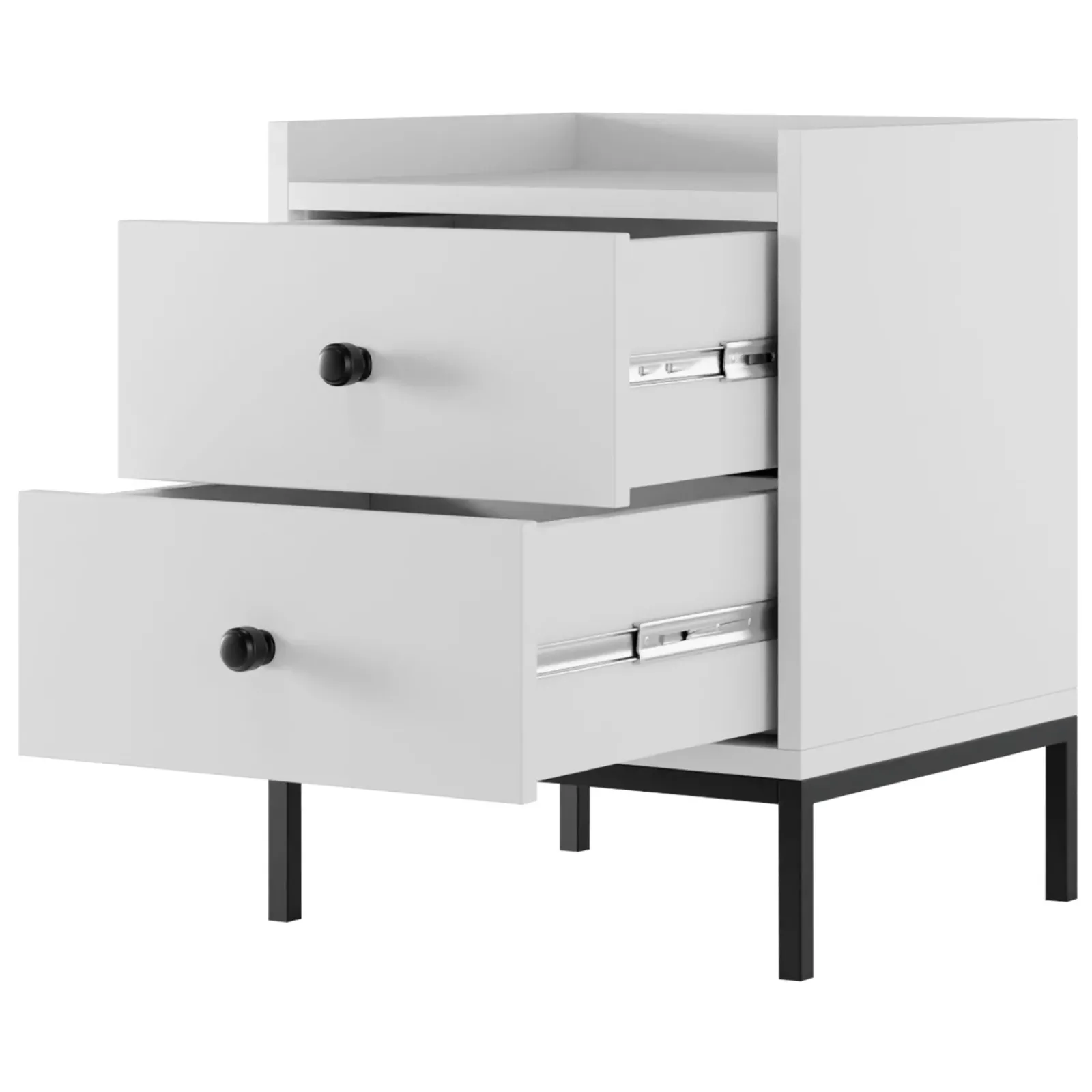 Garnero Arredamenti Comodini Cameretta|Comò-Comodino 40x47h cm 2 cassetti design moderno bianco Pollon