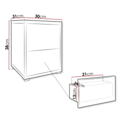 Garnero Arredamenti Comodini|Comò-Comodino 30x38h cm 2 cassetti moderni Eindhoven Beige