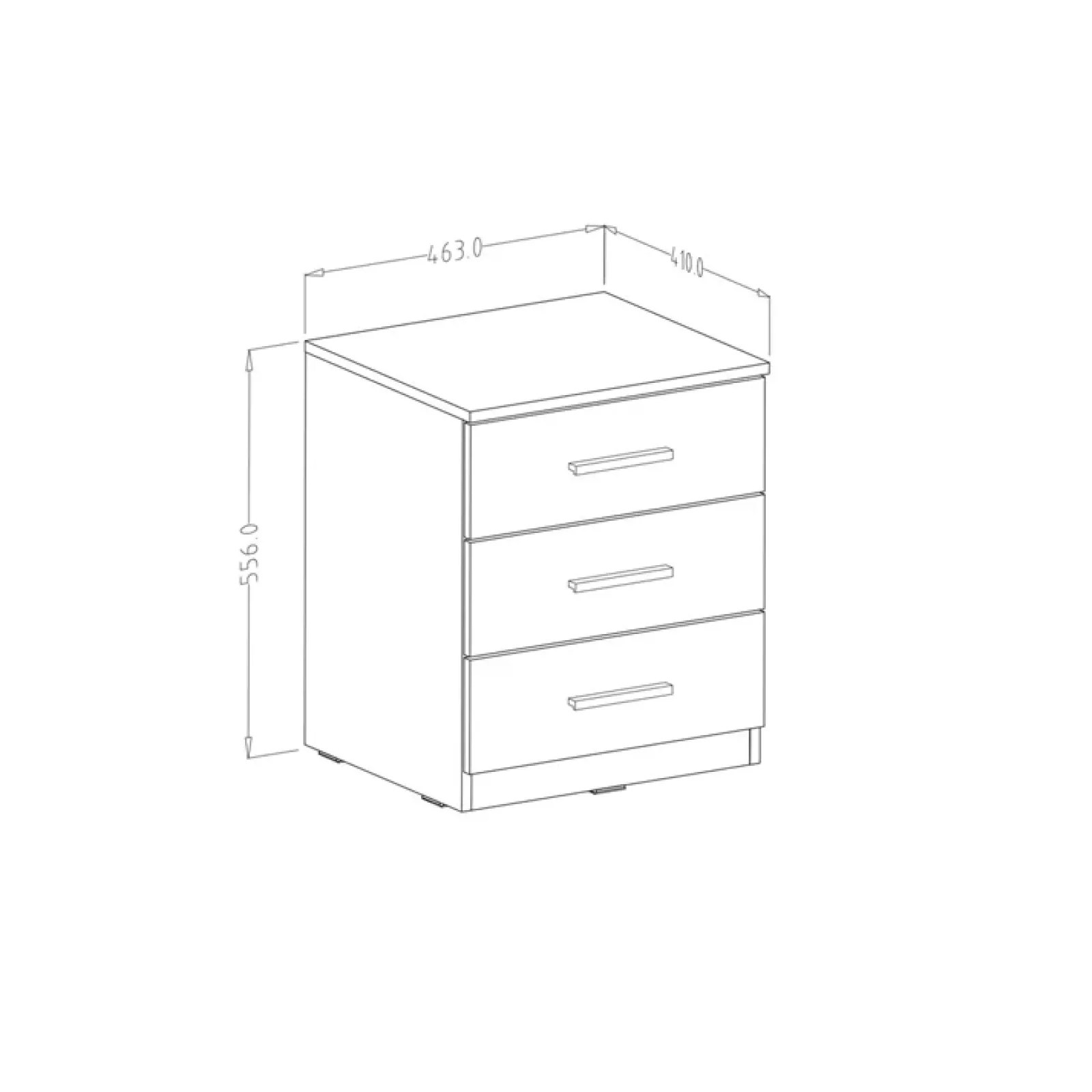 Garnero Arredamenti Comodini Cameretta|Comò-Comodino 46x56h cm 3 cassetti moderno pino bianco Cortina