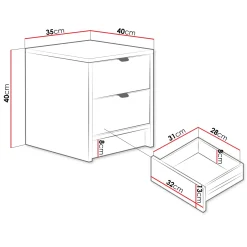 Garnero Arredamenti Comodini|Comò-Comodino 35x40h cm 2 cassetti cannettato Athena Beige