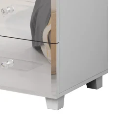 Garnero Arredamenti Comodini Cameretta|Comò-Comodino 45x51h cm 2 cassetti design con specchio bianco Selva Bianco Opaco