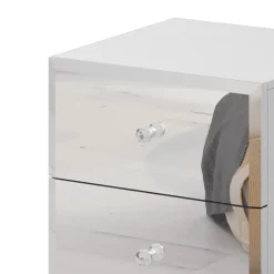 Garnero Arredamenti Comodini Cameretta|Comò-Comodino 45x51h cm 2 cassetti design con specchio bianco Selva Bianco Opaco