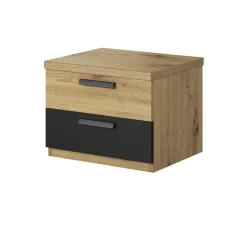 Garnero Arredamenti Comodini|Comò-Comodino 46x36h cm 2 cassetti moderno nero Vulcano Rovere