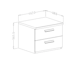 Garnero Arredamenti Comodini|Comò-Comodino 46x36h cm 2 cassetti moderno nero Vulcano Rovere