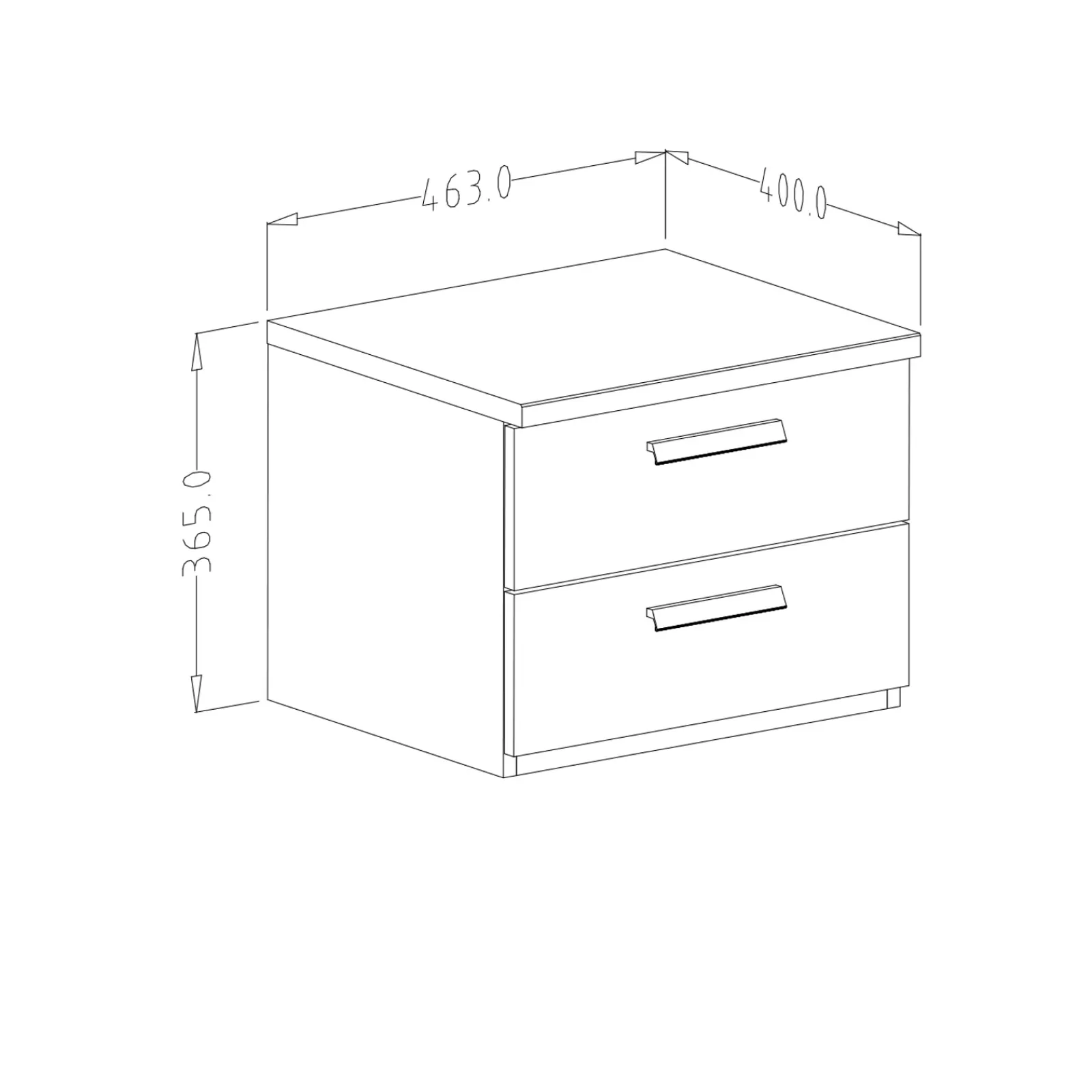 Garnero Arredamenti Comodini|Comò-Comodino 46x36h cm 2 cassetti moderno nero Vulcano Rovere
