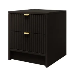 Garnero Arredamenti Comodini|Comò-Comodino 35x40h cm 2 cassetti cannettato nero Athena Nero Opaco