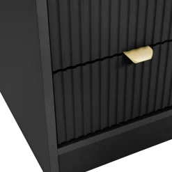 Garnero Arredamenti Comodini|Comò-Comodino 35x40h cm 2 cassetti cannettato nero Athena Nero Opaco