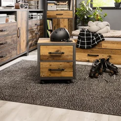 Garnero Arredamenti Comodini Cameretta|Comò-Comodino 46x51h cm 2 cassetti stile soft rovere scuro nero Urbania