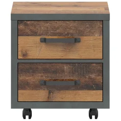 Garnero Arredamenti Comodini Cameretta|Comò-Comodino 46x51h cm 2 cassetti stile soft rovere scuro nero Urbania