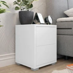 Garnero Arredamenti Comodini|Comò-Comodino 30x38h cm 2 cassetti moderni bianco Eindhoven Bianco Opaco