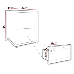 Garnero Arredamenti Comodini|Comò-Comodino 30x38h cm 2 cassetti moderni bianco Eindhoven Bianco Opaco
