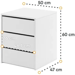 Garnero Arredamenti Comodini|Comò-Comodino 50x60h cm 3 cassetti Ombra Bianco Opaco