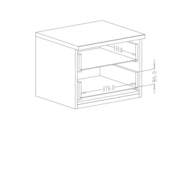Garnero Arredamenti Comodini|Comò-Comodino 46x37h cm 2 cassetti moderno quercia scuro nero Vulcano Noce
