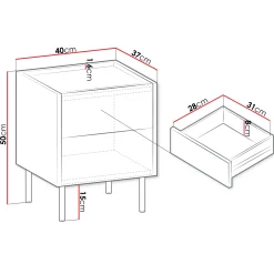 Garnero Arredamenti Comodini|Comò-Comodino 40x50h cm 2 cassetti moderno piano effetto marmo nero noce Caliva