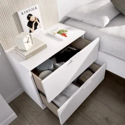 Garnero Arredamenti Comodini|Comò-Comodino 46x50h cm 2 cassetti bianco opaco Manuel