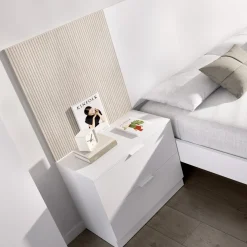 Garnero Arredamenti Comodini|Comò-Comodino 46x50h cm 2 cassetti bianco opaco Manuel