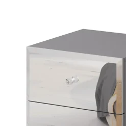 Garnero Arredamenti Comodini Cameretta|Comò-Comodino 45x51h cm 2 cassetti  design con specchio Selva Grigio
