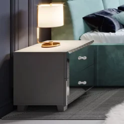 Garnero Arredamenti Comodini Cameretta|Comò-Comodino 45x51h cm 2 cassetti  design con specchio Selva Grigio