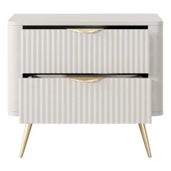 Garnero Arredamenti Comodini|Comò-Comodino 63x55h cm 2 cassetti cannettato Ramis Beige