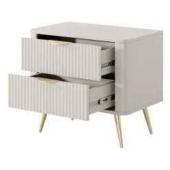 Garnero Arredamenti Comodini|Comò-Comodino 63x55h cm 2 cassetti cannettato Ramis Beige