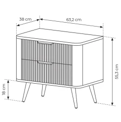Garnero Arredamenti Comodini|Comò-Comodino 63x55h cm 2 cassetti cannettato Ramis Beige