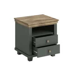 Garnero Arredamenti Comodini Cameretta|Comò-Comodino 52x54h cm 2 cassetti moderno quercia Texel Verde