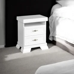 Garnero Arredamenti Comodini Cameretta|Comò-Comodino 58x68h cm 2 cassetti shabby Kelly Bianco Frassinato