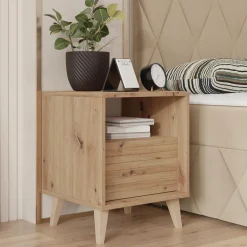 Garnero Arredamenti Comodini|Comò-Comodino 40x52h cm 1 cassetto moderno rovere Branch