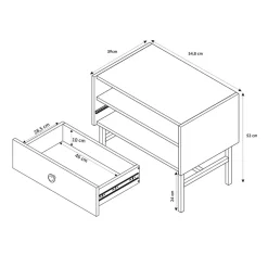 Garnero Arredamenti Comodini Cameretta|Comò-Comodino 55x52h cm 1 cassetto moderno nero rovere cannettato Eterna Rovere Rustico - Nero opaco
