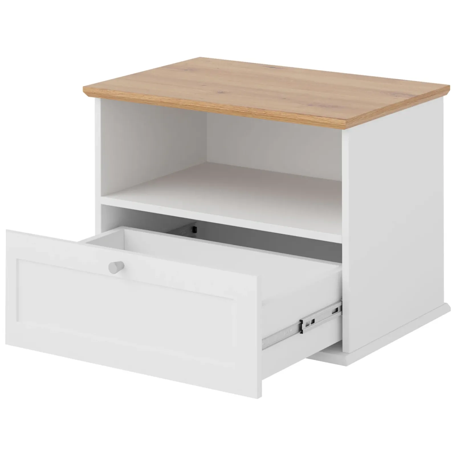 Garnero Arredamenti Comodini|Comò-Comodino 62x48h cm 1 cassetto bianco rovere Relaxio
