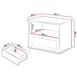 Garnero Arredamenti Comodini|Comò-Comodino 62x48h cm 1 cassetto bianco rovere Relaxio