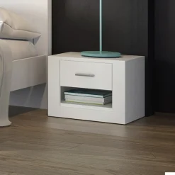 Garnero Arredamenti Comodini|Comò-Comodino 50x40h cm 1 cassetto Ombra Bianco Opaco