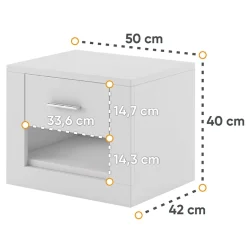 Garnero Arredamenti Comodini|Comò-Comodino 50x40h cm 1 cassetto Ombra Bianco Opaco