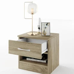 Garnero Arredamenti Comodini Cameretta|Comò-Comodino 40x41h cm 1 cassetto sonoma Selvaggia Gihome® Rovere