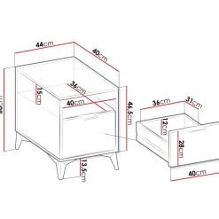 Garnero Arredamenti Comodini|Comò-Comodino 44x60h cm 1 cassetto 1 vano beige Miriam
