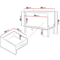 Garnero Arredamenti Comodini|Comò-Comodino 50x40h cm 1 cassetto con frontali decorati bianco Amsterdam
