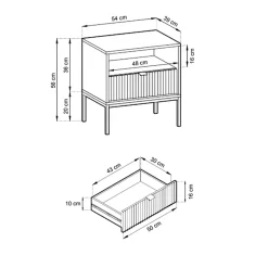 Garnero Arredamenti Comodini Cameretta|Comò-Comodino 54x56h cm 1 cassetto moderno Alisa Verde